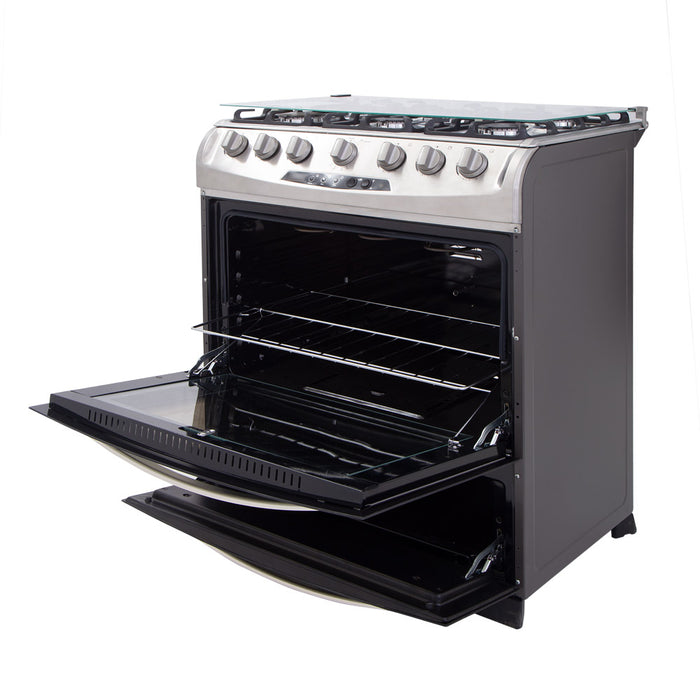 electrodomestico cocina estufa inoxidable 60x51 hierro fundido gas propano haceb 9003289 mp madecentro