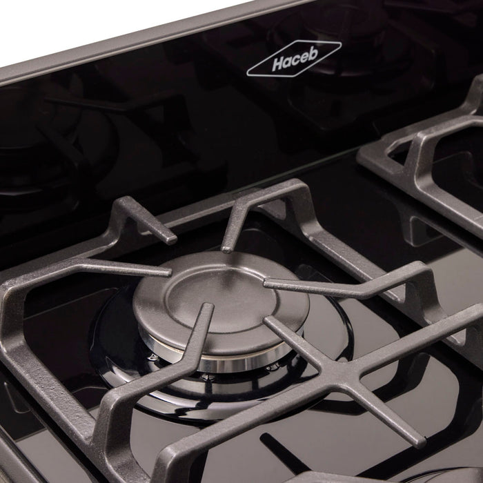electrodomestico cocina estufa piso en cristal 60 cm gas propano negro haceb 9003521 mp madecentro