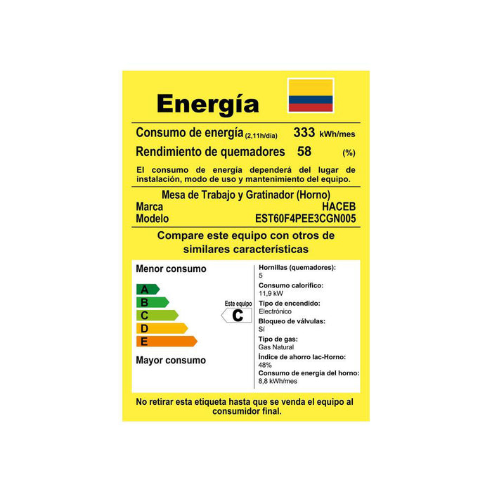 electrodomestico cocina estufa piso en cristal 60 cm gas propano negro haceb 9003521 mp madecentro