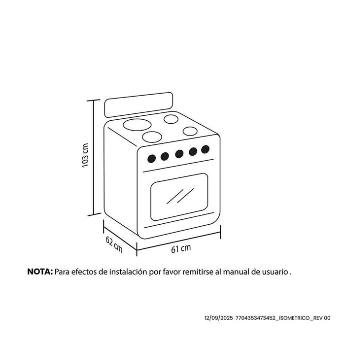 electrodomestico cocina estufa piso en cristal 60 cm gas natural negro haceb 9003520 mp madecentro