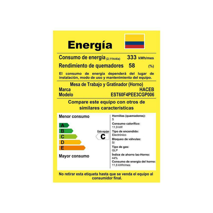 electrodomestico cocina estufa piso en cristal 60 cm gas natural negro haceb 9003520 mp madecentro