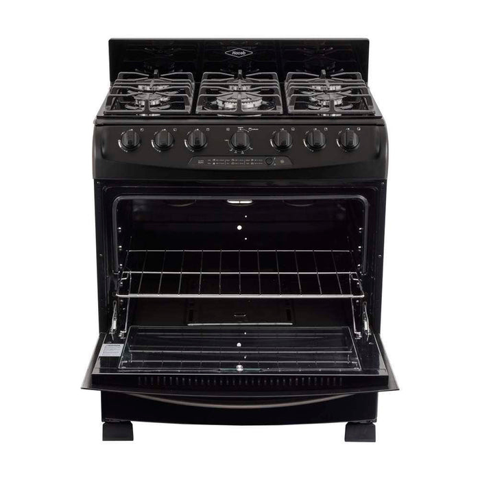 electrodomestico cocina estufa piso en cristal 76 cm gas natural negro haceb 9003524 mp madecentro