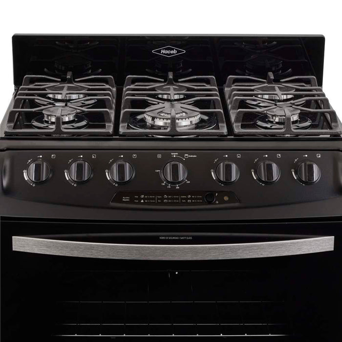 electrodomestico cocina estufa piso en cristal 76 cm gas natural negro haceb 9003524 mp madecentro