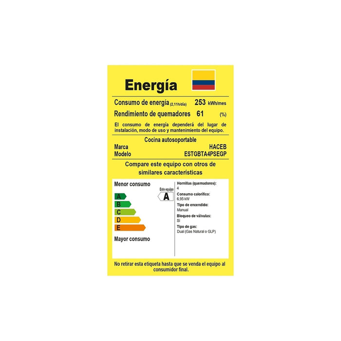 electrodomestico de cocina estufa gabinete torre negra 50 cm gas propano haceb haceb 9003644 madecentro