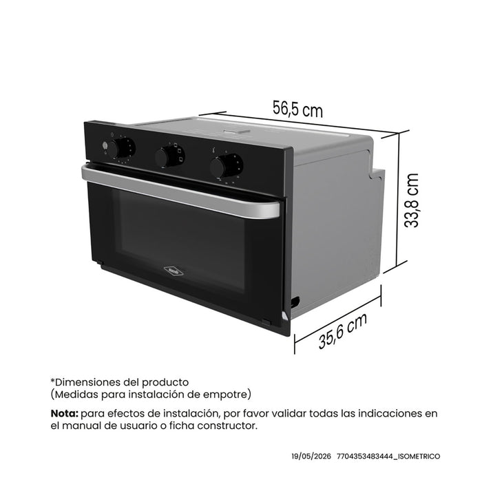 electrodomestico de cocina horno electrico compacto 60 37 negro 220v haceb 9003632 madecentro