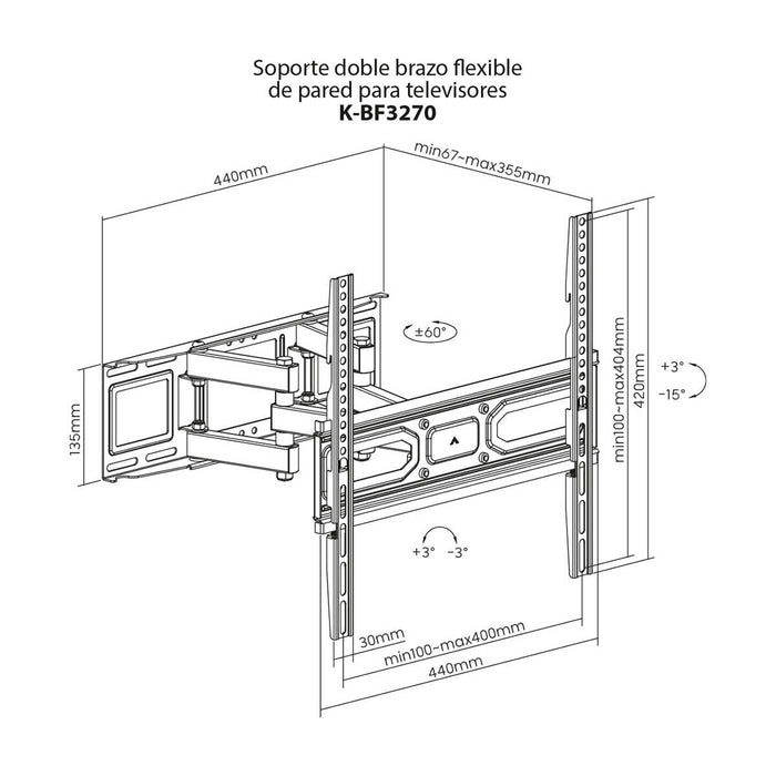 Base para televisores 32” y 70” marca Kalley