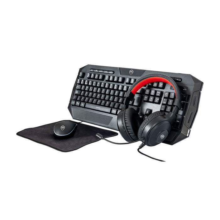 Combo kalley alámbrico teclado + mouse + audífonos + pad mouse gaming negro marca Kalley