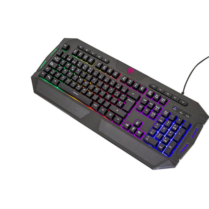 Combo kalley alámbrico teclado + mouse + audífonos + pad mouse gaming negro marca Kalley