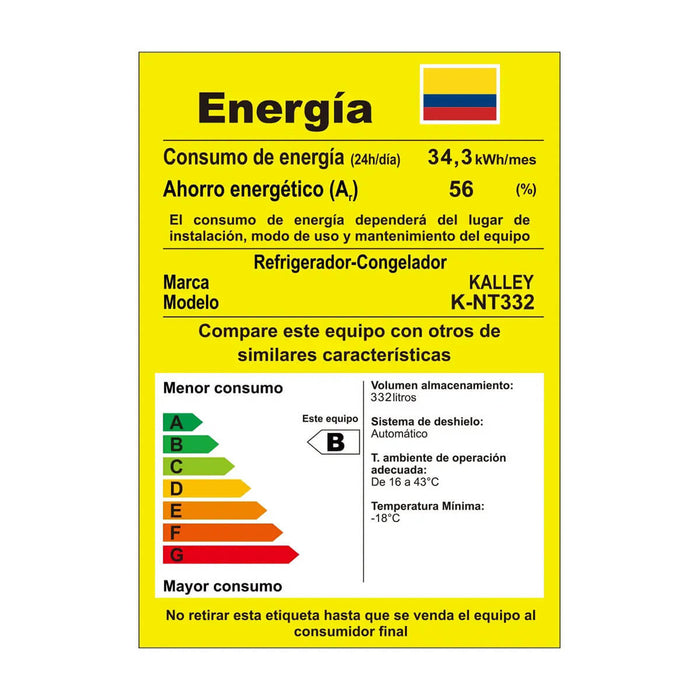 Nevera congelador Superior 332 Litros gris marca kalley