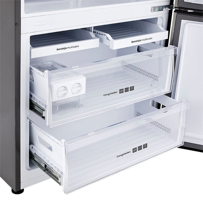 electrodomestico refrigeracion nevera no frost 311l inverter manija integrada negro esmeralda haceb 9003439 mp madecentro