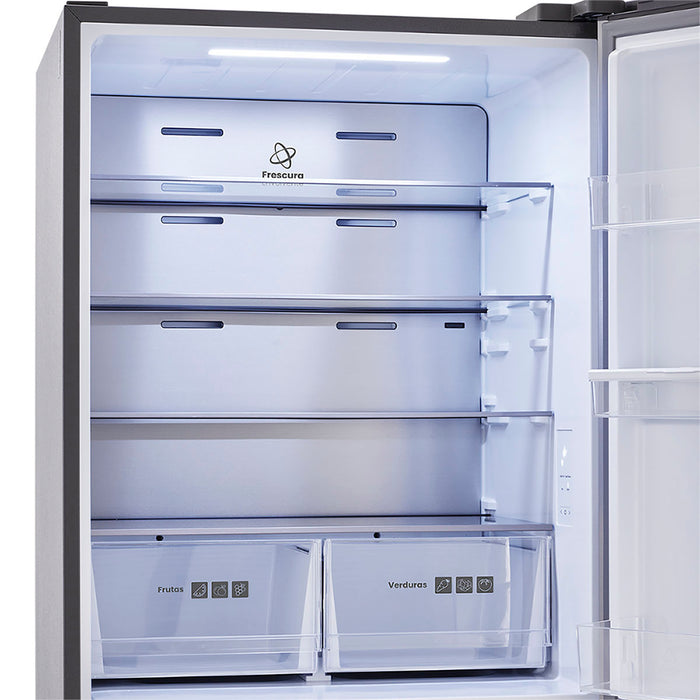 electrodomestico refrigeracion nevera no frost 311l inverter manija integrada negro esmeralda haceb 9003439 mp madecentro