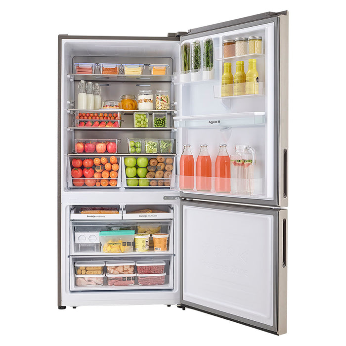 electrodomestico refrigeracion nevera no frost 311l inverter manija integrada negro esmeralda haceb 9003439 mp madecentro