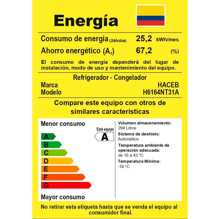 electrodomestico refrigeracion nevera no frost 243l manija integrada gris plomo haceb 9002966 mp madecentro
