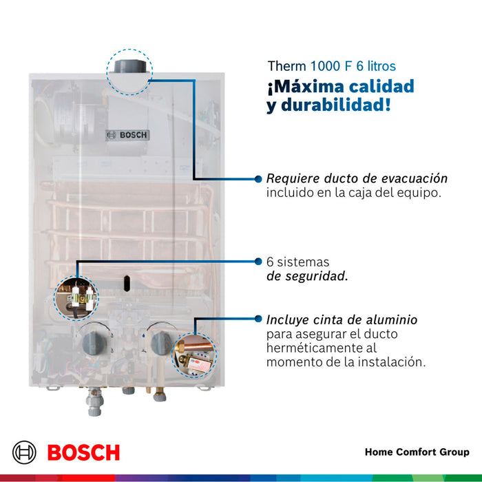 electrodomesticos climatizacion calentadoragua 6 l tiro forzado paso gas propano therm 1000 f bosch ltda calbos043 mp madecentro