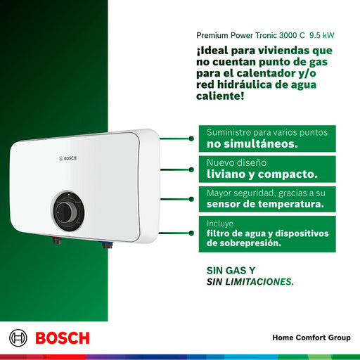 electrodomesticos climatizacion calentadoragua electrico paso 9 5 kw 220 v tronic 3000 c bosch ltda calbos038 mp madecentro