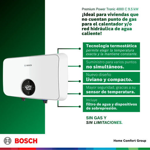 electrodomesticos climatizacion calentadoragua electrico paso 9 5 kw 220 v tronic 4000 c bosch ltda calbos050 mp madecentro