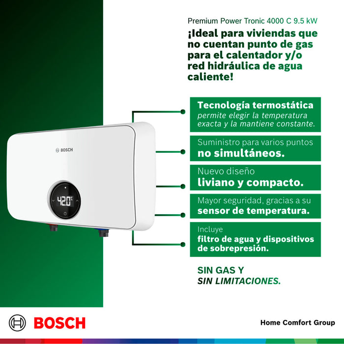 electrodomesticos climatizacion calentadoragua electrico paso 9 5 kw 220 v tronic 4000 c bosch ltda calbos050 mp madecentro