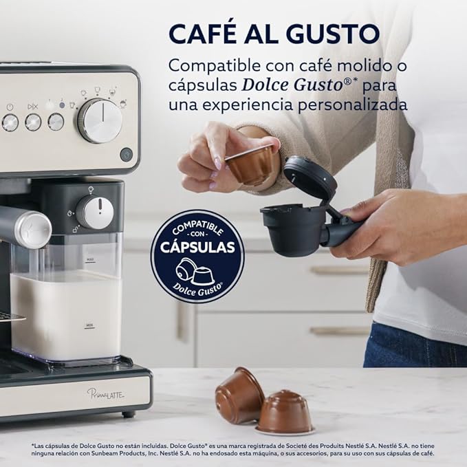 electrodomesticos de cocina cafetera espresso oster plateado tecnologia auto frothing ost015 mp madecentro
