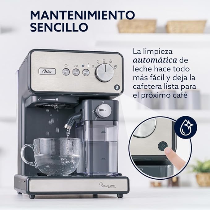 electrodomesticos de cocina cafetera espresso oster plateado tecnologia auto frothing ost015 mp madecentro