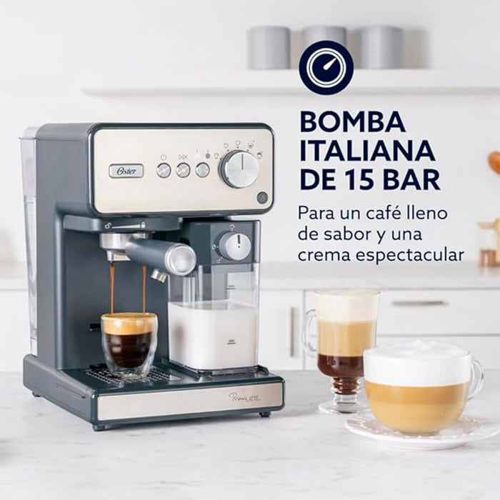 electrodomesticos de cocina cafetera espresso oster plateado tecnologia auto frothing ost015 mp madecentro