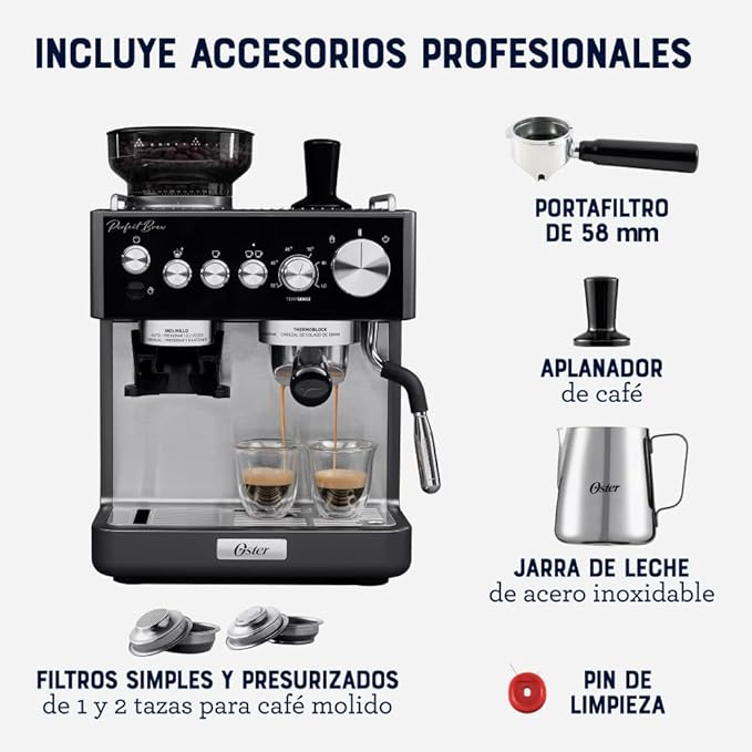 electrodomesticos de cocina cafetera oster espresso barista negro ost016 mp madecentro