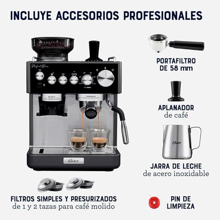 electrodomesticos de cocina cafetera oster espresso barista negro ost016 mp madecentro