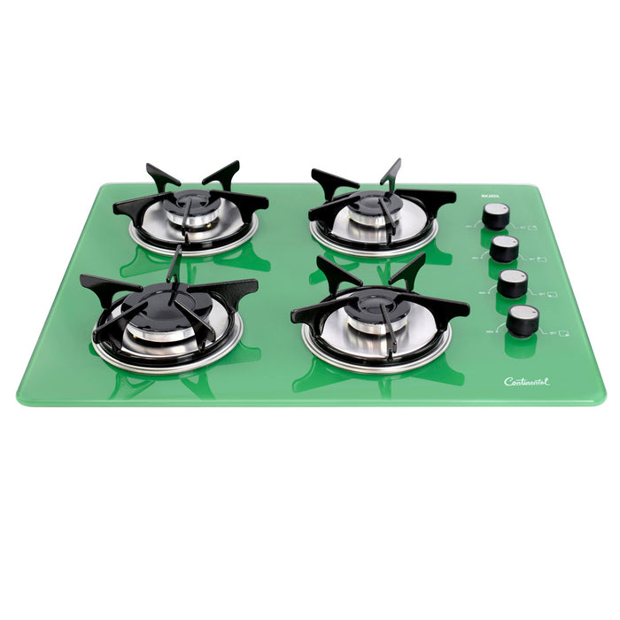 electrodomesticosdecocinaestufaempotrable4puestosconmedidade62x52agaspropano110venvidriotempladoverde6699continentalclb6699mpmadecentro1