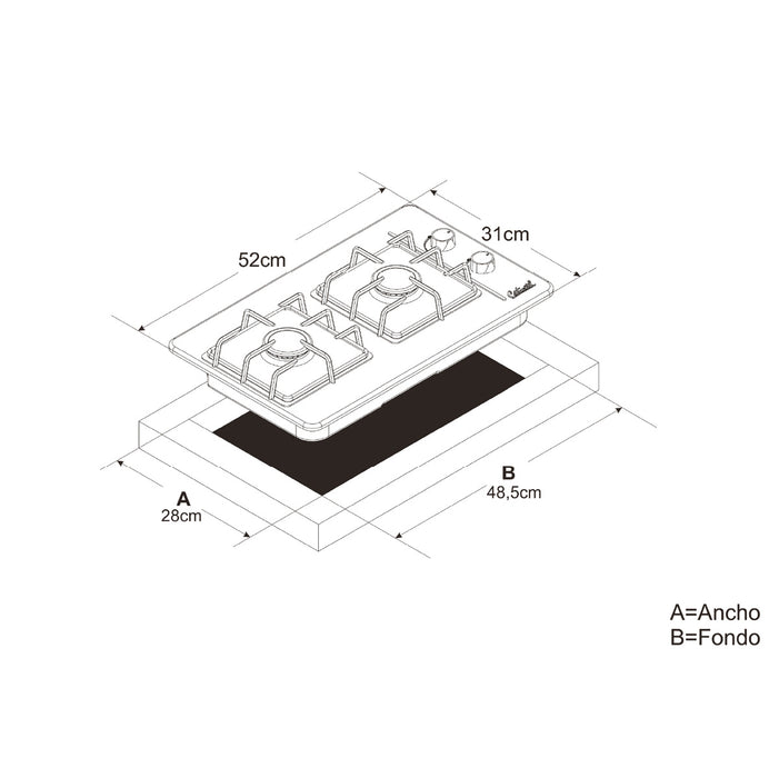 electrodomesticosdecocinaestufaempotrablede2puestosenaceroinoxidableagaspropano5425continentalclb5425mpmadecentro
