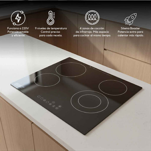 electrodomesticosdecocinaestufaempotrableinfrarrojoeléctricanegracon4zonasdecocción4763continentalclb4763mpmadecentro