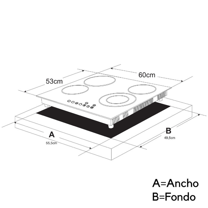 electrodomesticosdecocinaestufaempotrableinfrarrojoeléctricanegracon4zonasdecocción4763continentalclb4763mpmadecentro