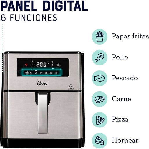 electrodomesticos de cocina freidora de aire oster digital con diamondforce 9 l ckstaf90d plateado ost006 mp madecentro