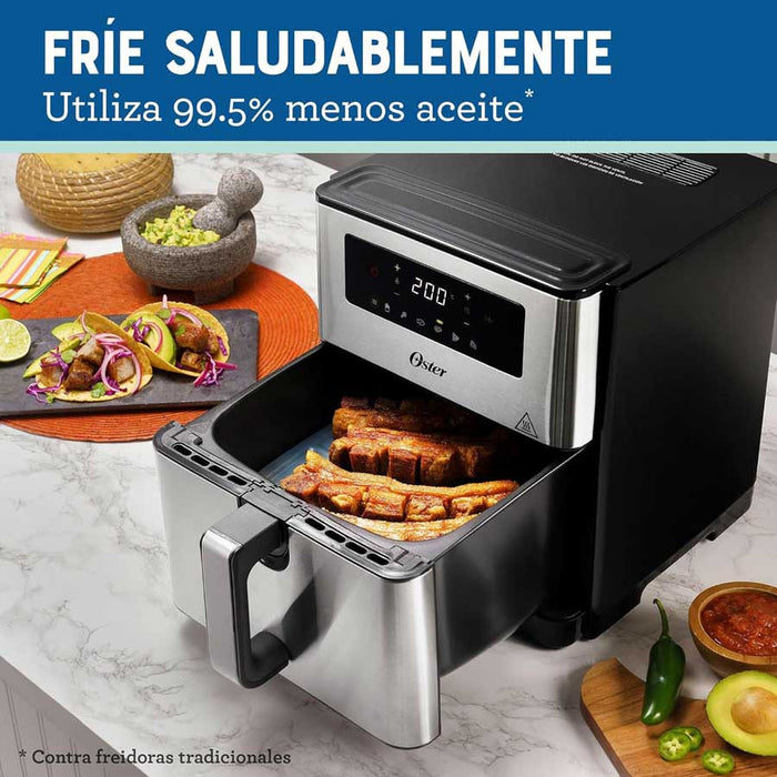 electrodomesticos de cocina freidora de aire oster digital con diamondforce 9 l ckstaf90d plateado ost006 mp madecentro