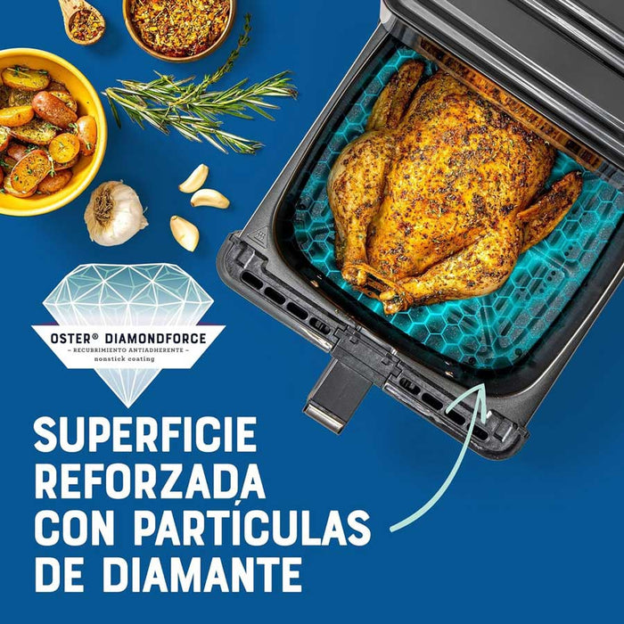 electrodomesticos de cocina freidora de aire oster digital con diamondforce 9 l ckstaf90d plateado ost006 mp madecentro