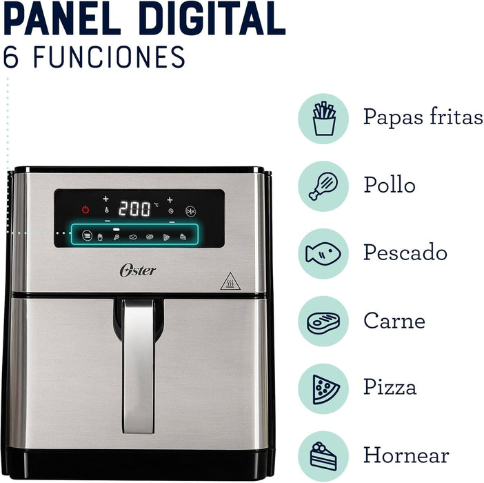 electrodomesticosdecocinafreidoradeaireosterdigitalcondiamondforce9litrosckstaf90dplateadoost006mpmadecentro