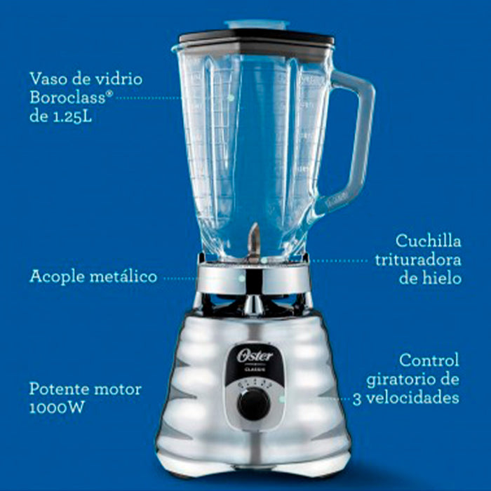 electrodomesticos de cocina licuadora oster clasica blst4655 plateado ost031 mp madecentro