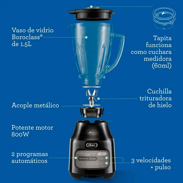electrodomesticos de cocina licuadora oster reversible con programas automaticos y 3 velocidades 800 w ost032 mp madecentro