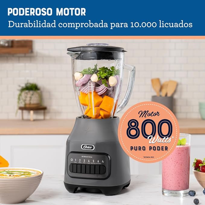electrodomesticos de cocina licuadora oster value de 6 velocidades gris vaso de vidrio 800 w ost029 mp madecentro