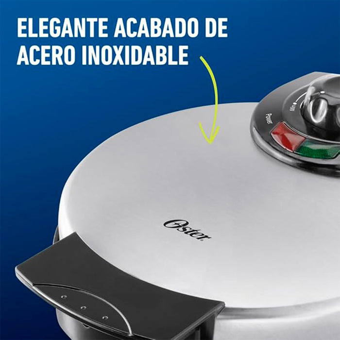 electrodomesticos de cocina waflera belga oster redonda antiadherente ckstwf2000 plateado ost025 mp madecentro
