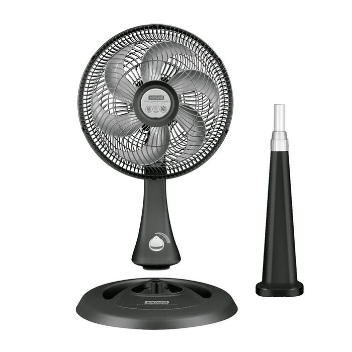 Ventilador compac 2 en 1 color negro aspas plateadas marca samurai