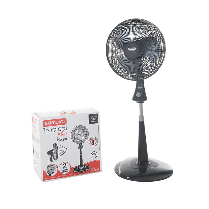 Ventilador de piso tropical plus 3 velocidades negro marca samurai