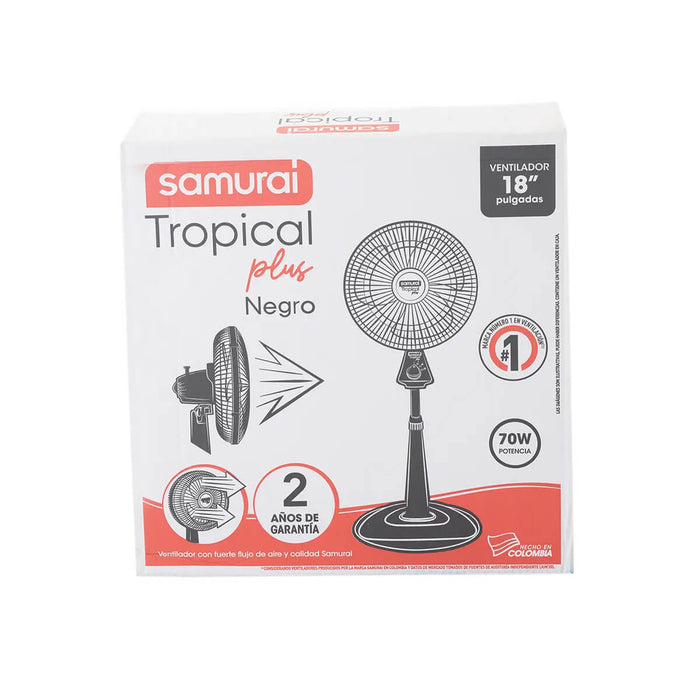 Ventilador de piso tropical plus 3 velocidades negro marca samurai