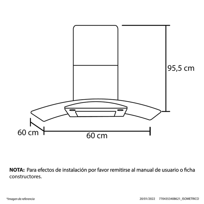 Campana Isla color Inoxidable de 4 Velocidades marca Haceb