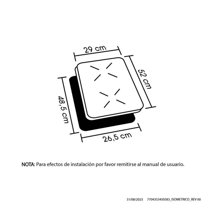 Estufa de empotrar inducción negra 30 cm eléctrica 220v Haceb