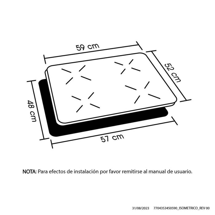 Estufa de empotrar inducción negra 60 cm eléctrica 220v Haceb