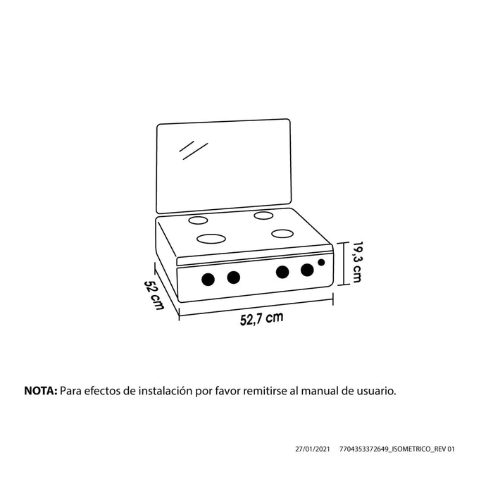 Estufa de mesa avellana V gas natural negra