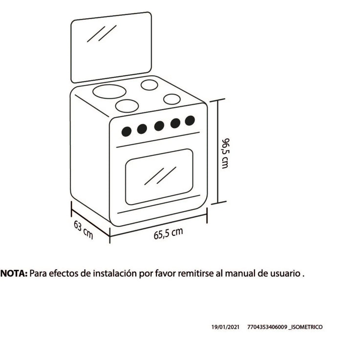 Estufa orégano Haceb 60 cms negra gas natural