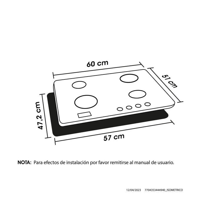 Estufa de empotrar tandoori iot cristal 60x51 cm gas natural Haceb