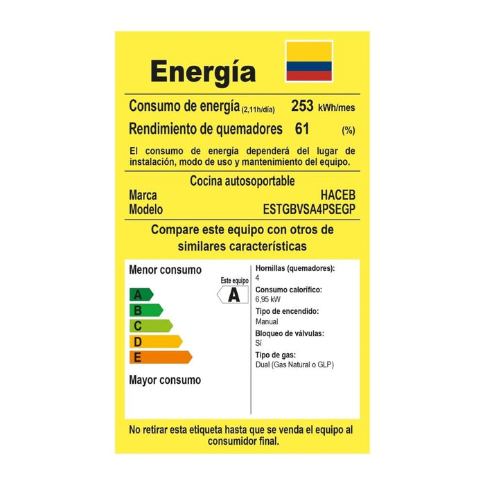 electrodomesticos haceb estufas Gaspropano 9001904 madecentro8