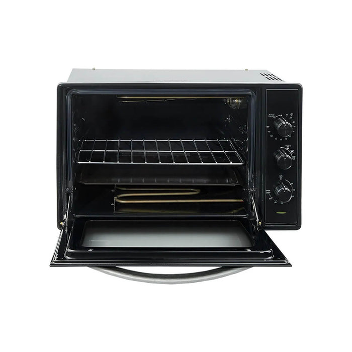 Combo horno eléctrico Medio Formato Negro 120V + Estufa de empotrar Haceb inox 60x43 cm a gas natural + Campana Kala Negra 60 cm 3 Velocidades marca Haceb