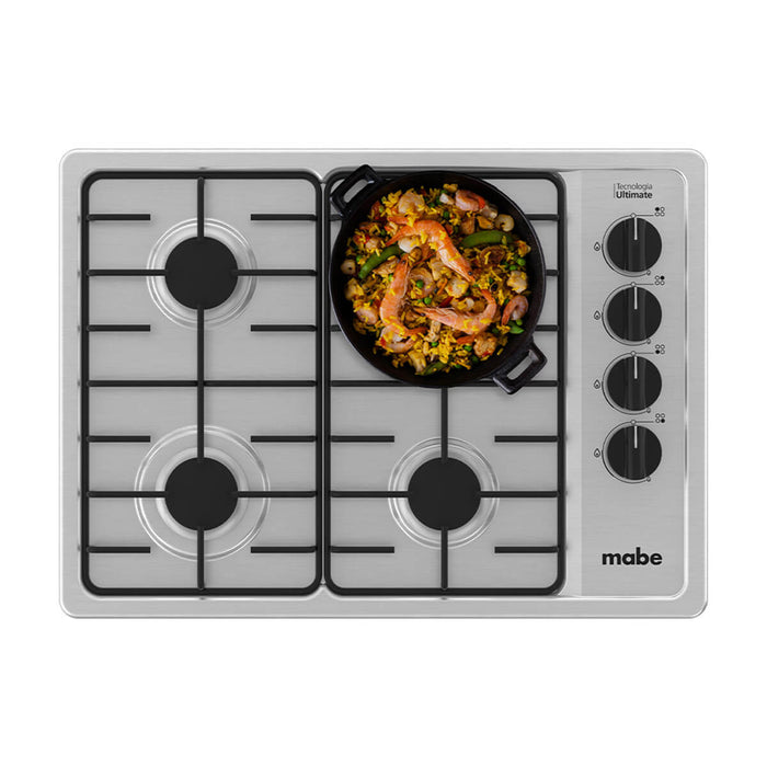 Estufa de empotrar acero Inoxidable 60X43 cm parrillas en Alambron gas natural marca Mabe